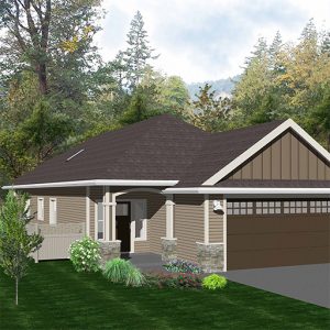 The "Hudson" floor plan, available at McCormick Meadows, is a rancher home designed by Keycorp.